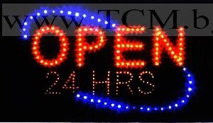 Светеща Рекламна Табела - OPEN 24 HOURS