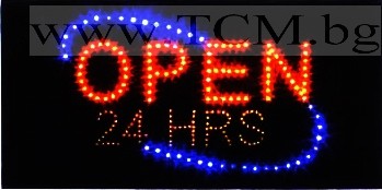 Светеща Рекламна Табела - OPEN 24 HOURS